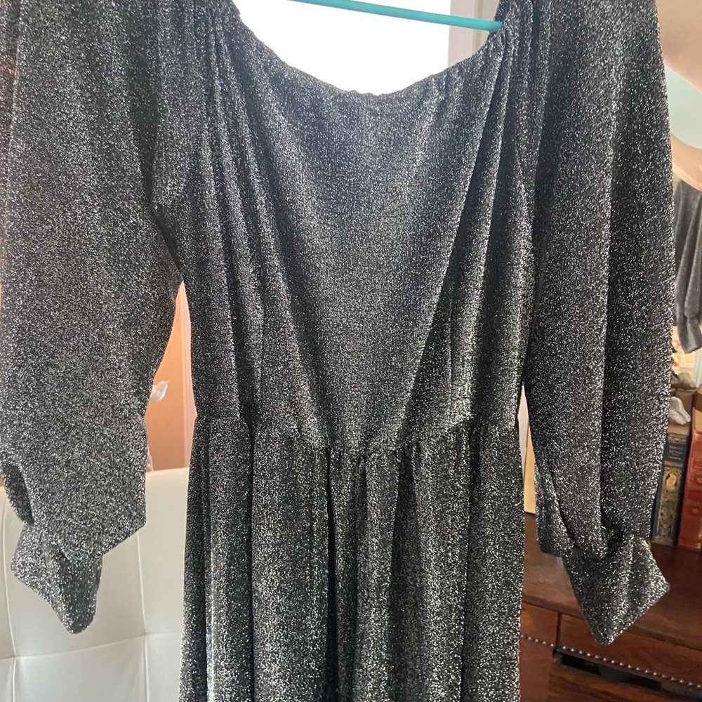 Sparkly silver long-sleeved dress